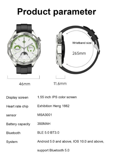 EX105 Smart Watch encoder wireless charging payment function - Black_5