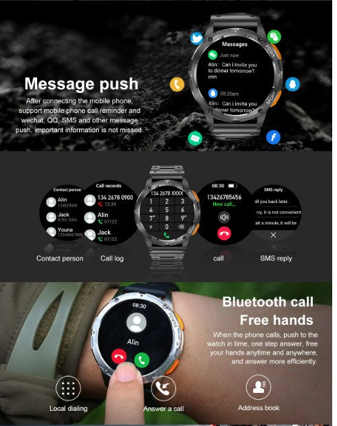 AK59 Smart Watch HD AMLOED Screen w/ health monitoring - Jinsanzhu Steel Strap_3