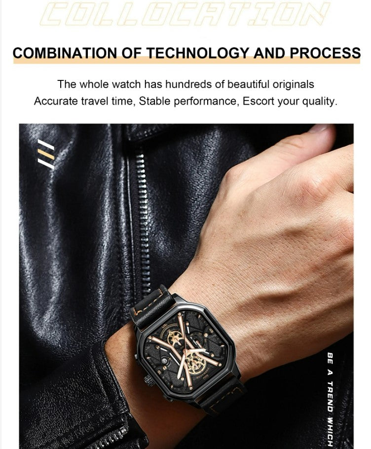 POEDAGAR Luxury Wristwatches Chronograph Leather Quartz Men's Watches - Silver_6